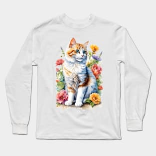 Adorable watercolor kitty Long Sleeve T-Shirt